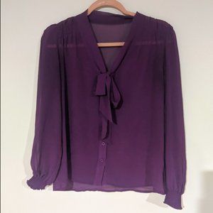 Chiffon Purple Tie Blouse